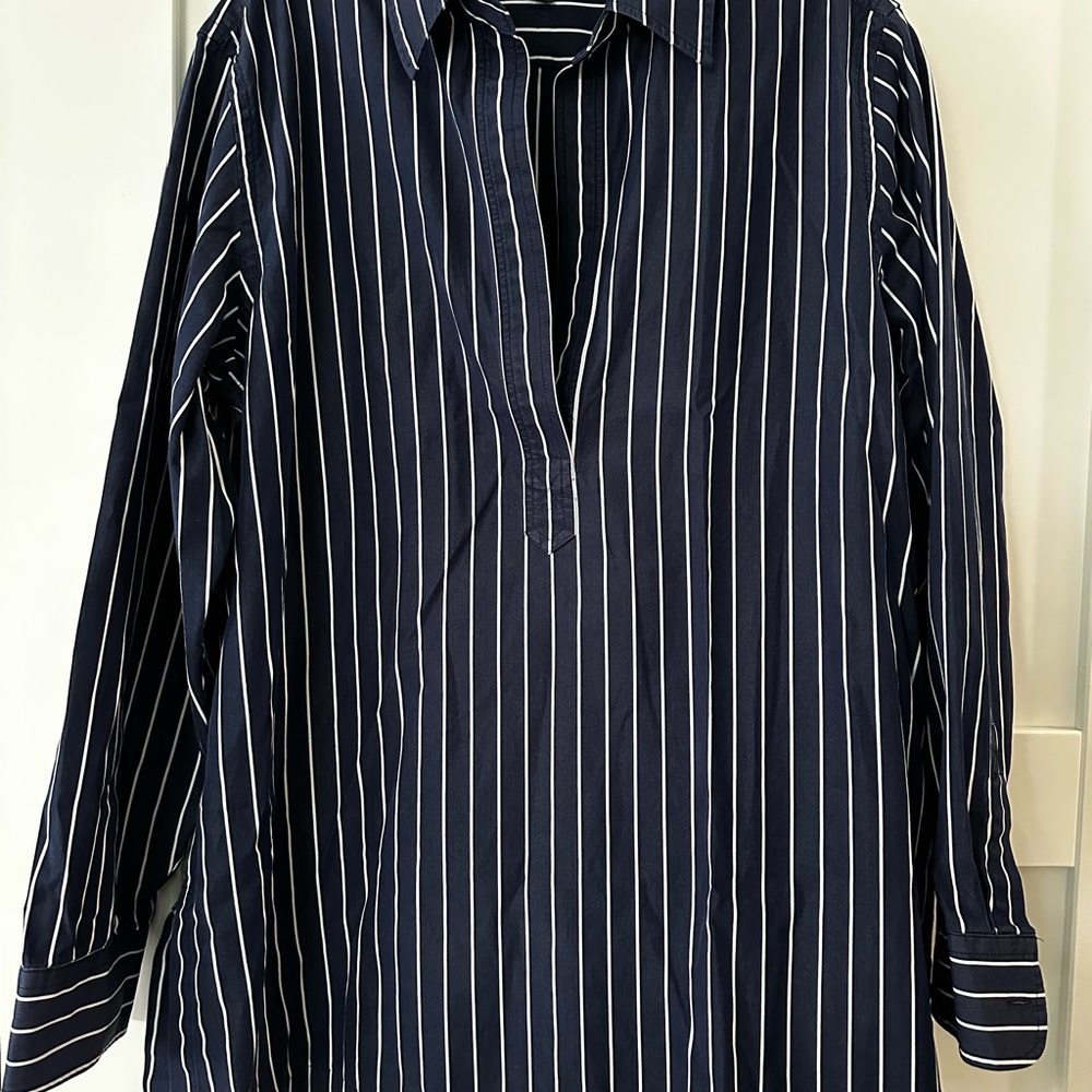 Ralph Lauren Men's Navy and White Striped Shirt